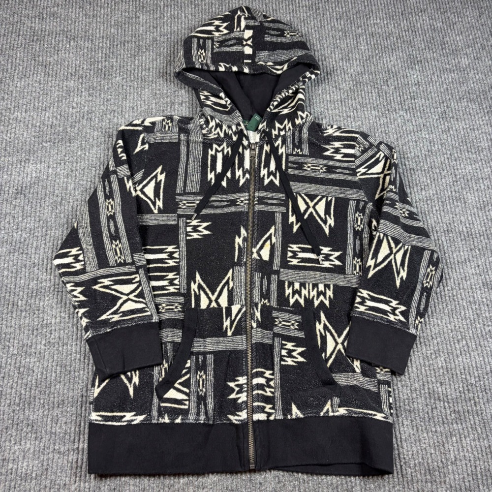 Lauren Ralph Lauren Southwestern Aztec Full Zip Hoodie Black‎ White Cotton Large